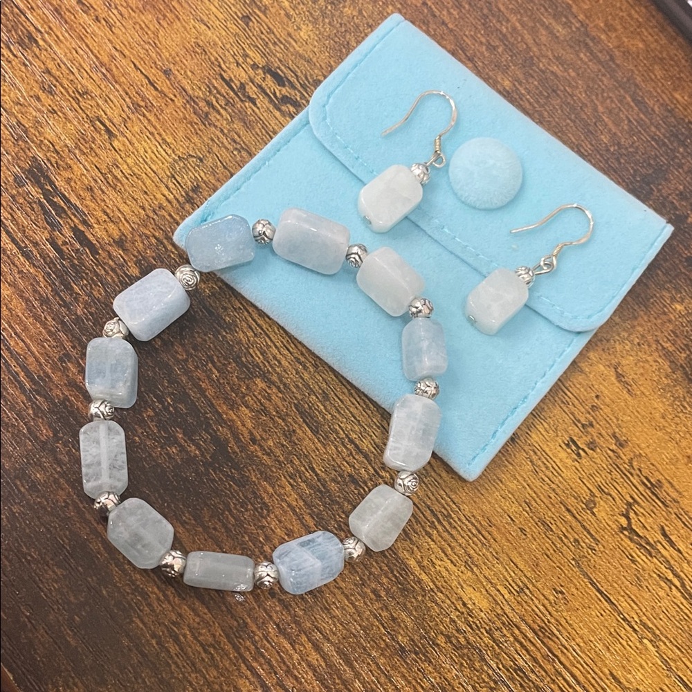 Chic Silver and Blue Bracelet Set - Picture 4 of 6